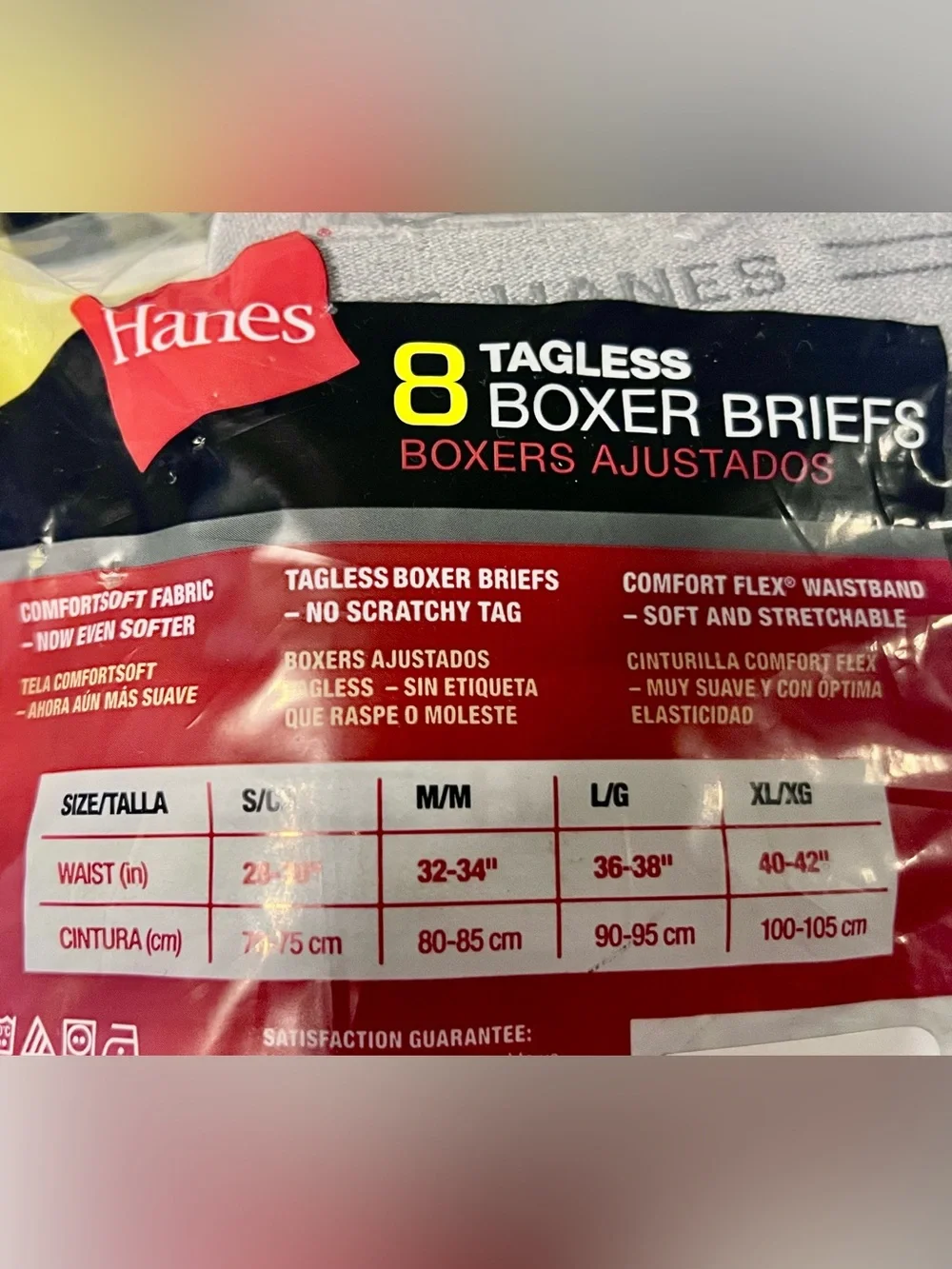 Hanes Tagless Boxer Briefs Size Large